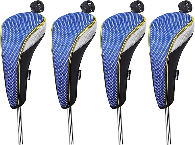 Andux 4Pcs/Set Gold Golf Hybrids Club Head Covers with Dial No. Tag MT/HY12