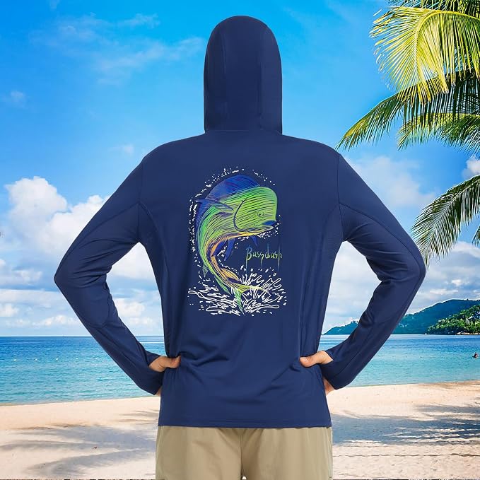 BASSDASH Men’s UPF 50+ Graphic Fishing Hoodie Shirts UV Sun Protection Long Sleeve Moisture Wicking Performance FS48M