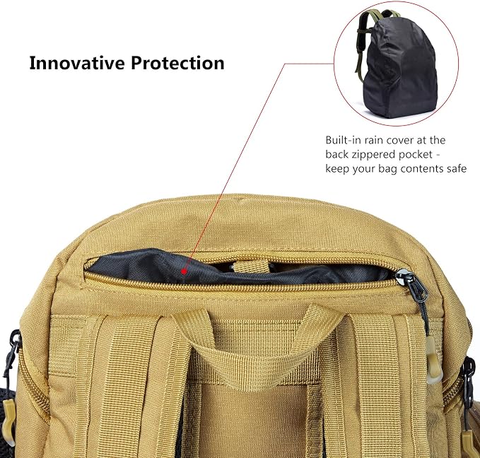 BASSDASH Fishing Tackle Backpack Water Resistant Tactical Bag Soft Tackle Box with Rod Holder and Protective Rain Cover