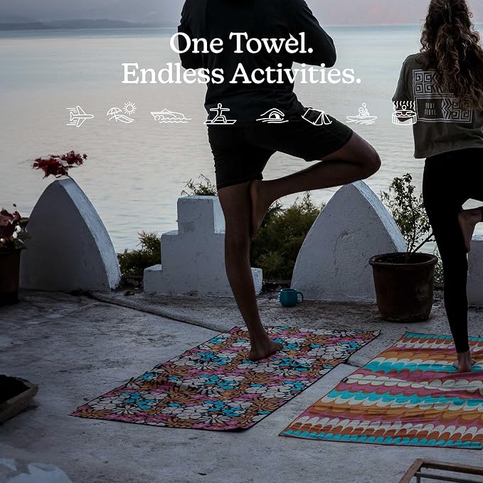 Nomadix Original Towel - Perfect for Beach, Pool, Travel, Camping, Yoga - Made with Recycled Materials - Super Absorbent - Sand Resistant - Hula Multi - 72.5x30
