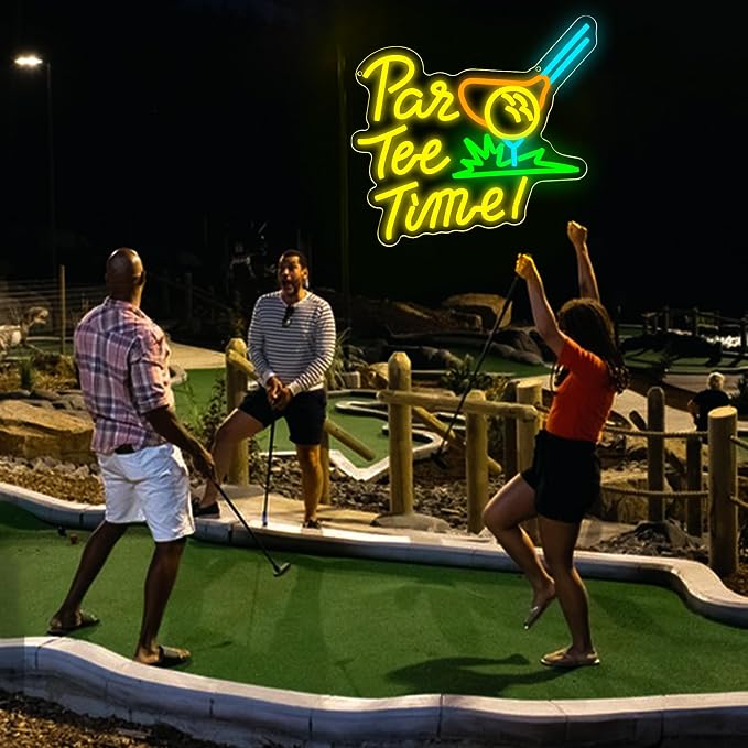 Par Tee Time Neon Sign for Wall Decor Golf Led Neon Light for Man Cave | Dimmable Neon,Golfer Birthday Gifts,Led 5V USB Powered,Party,Office,Bedroom,Sport Bar Decor,Course Gym Wall Art,13.7*12.4in