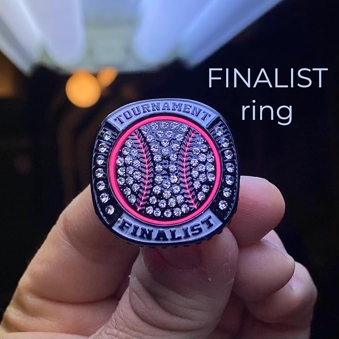 Legacy Rings 1 or 12 Pack Bright Pink Softball Baseball Championship Trophy Ring Women's Award for Tournament Champion or Finalist