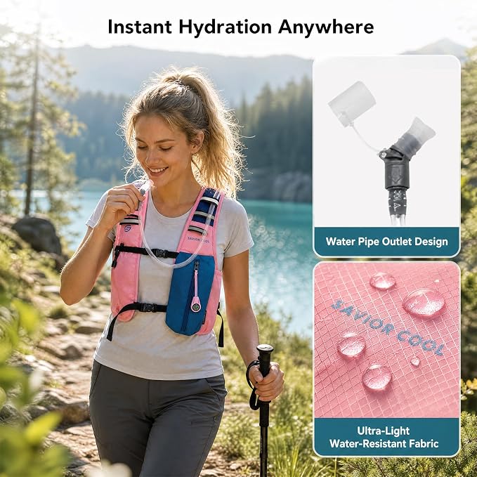 Cooling Vest for Men Women, Hydration Vest for Running Hiking | 2L Water Bladder，3 Cold Source