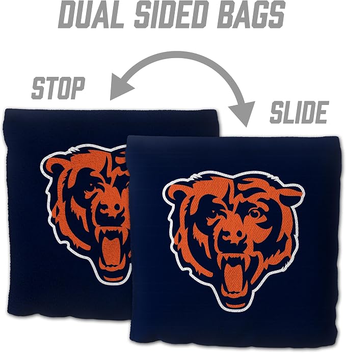 YouTheFan Officially-licensed NFL Set of 8 Cornhole Bags - All Weather Dual Sided Slide & Stop - regulation size