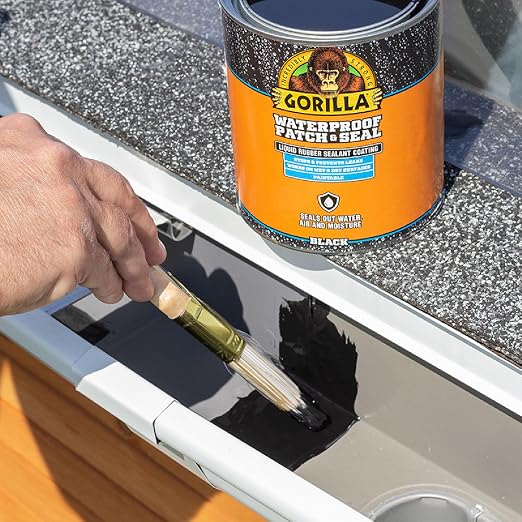 Gorilla Patch & Seal Liquid Rubber Waterproof Sealant, Black, 32 Ounce (Pack of 6) - Seals Out Water, Air, and Moisture