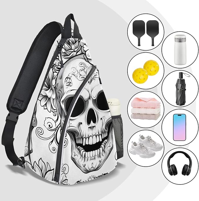Pickleball Bag for Women Men Adjustable Crossbody Sling Backpack Hold Paddle Accessories