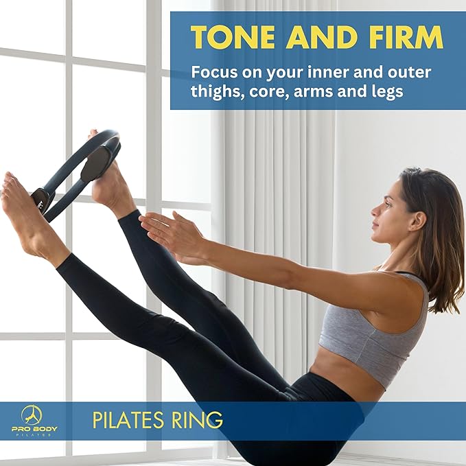 ProBody Pilates Ring and Mini Exercise Ball (2 pcs) - Black Magic Circle and Barre Ball Bundle for Stability, Barre, Yoga, Core Training and Physical Therapy