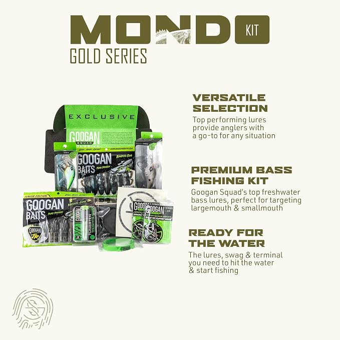 Googan Squad Mondo Kit Bass Fishing Lure Sets for Largemouth & Smallmouth Bass – Includes Premium Tackle & Mystery Box Essentials