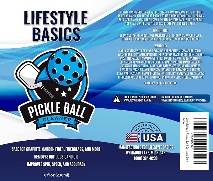 Lifestyle Basics Pickleball Paddle Cleaner Spray & Pickleball Paddle Eraser | Improves Spin and Accuracy | Washes Away Dirt, Oil, Sand, Dust, and Gr