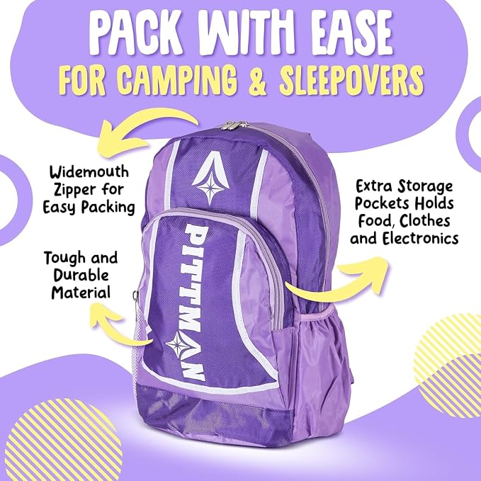 Pittman - Kids Air Mattress - Deluxe Kids Inflatable Bed with Electric Pump & Durable Backpack - Perfect Teen to Toddler Blow up Mattress for Sleepovers, Camping or Childs Travel Bed