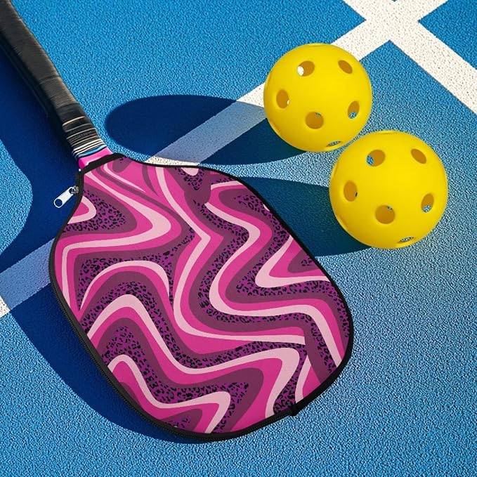 Abstract Geometry Pickleball Paddle Covers 4 Pack Neoprene Pickle Ball Paddle Cover with Zipper Waterproof Racket Sleeve Pickleball Paddle Accessories for Racket Storage