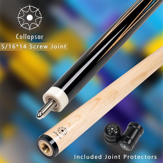 Collapsar CA Pool Stick with 1X1 Hard Case,58" Maple Professional Billiard Cue Stick,19-21 oz Pool Cue Set
