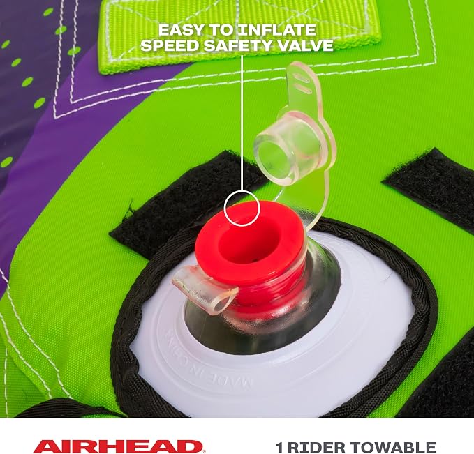 Airhead Slice Towable 2-4 Rider Models, Tube for Boating and Water Sports, Heavy Duty Full Nylon Cover with Zipper, EVA Foam Pads, and Patented Speed Safety Valve for Easy Inflating & Deflating