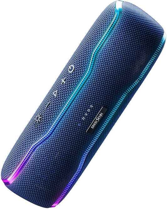 ERKEI SEHN Bluetooth Speaker, IPX7 Waterproof Wireless Speakers, Flashing Light, 25W Super Bass, 24H Playtime, Graduation Birthday Gifts for Him, TWS Pairing, Beach Essentials, Midnight Blue