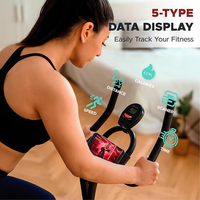 Stationary Exercise Bike for Home, Indoor Cycling Bike with Silent Belt Drive, Adjustable Seat & Resistance, LCD Display, iPad Holder, 264 LBS Weight Capacity