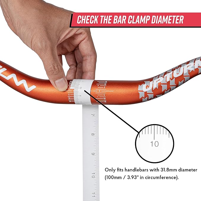 Funn Upturn High-Rise Mountain Bike Handlebar with Bar Clamp 31.8mm and Width 785mm, Durable and Lightweight Alloy Riser Handlebar for MTB and BMX Bike, Rise 55mm MTB Handlebar (Red)