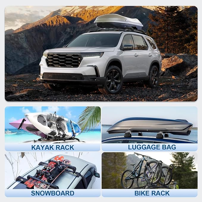 Roof Rack Cross Bars Compatible with Honda Pilot 2023-2026 Sport TrailSport Touring Elite (Not for LX & EX-L), 300LBS Heavy Duty Adjustable Aluminum Cargo Bar for Rooftop Carrier, Cross Bars