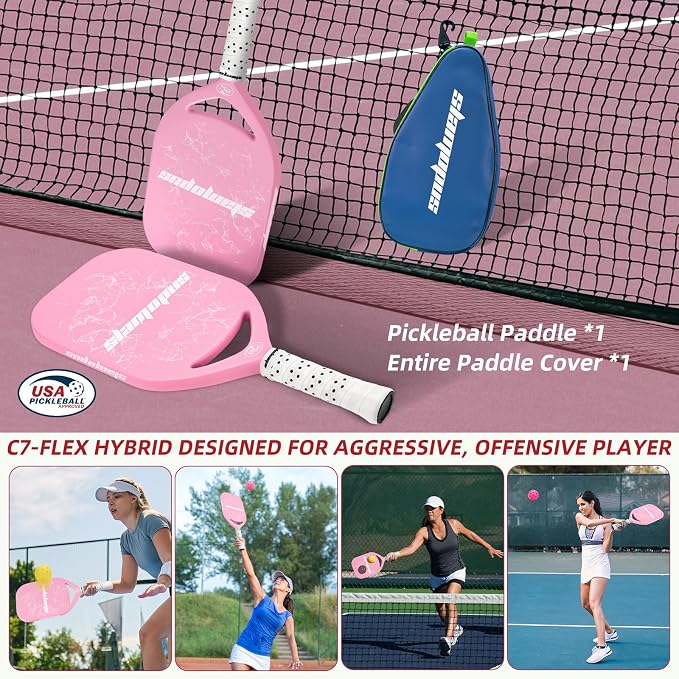 Pro Pickleball Paddle| T700 Carbon Fiber Pickleball Paddles with 16mm Polymer Honeycomb Core & Overgrips| Premium Pickle Ball Racket Enhanced Control & Spin & Power| USAPA Approved