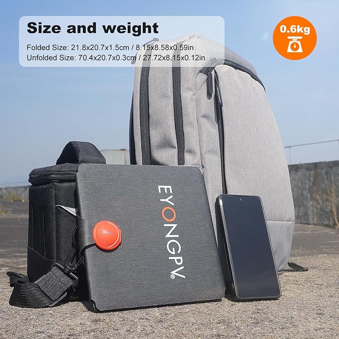 EYONGPV 21W Portable Foldable Solar Panel & Solar Charger with Croc-Eye USB-C PD Fast Charging Output, IP67 Waterproof Compact Solar Charger for Phones, Power Banks, Camping, Hiking, Backpacking