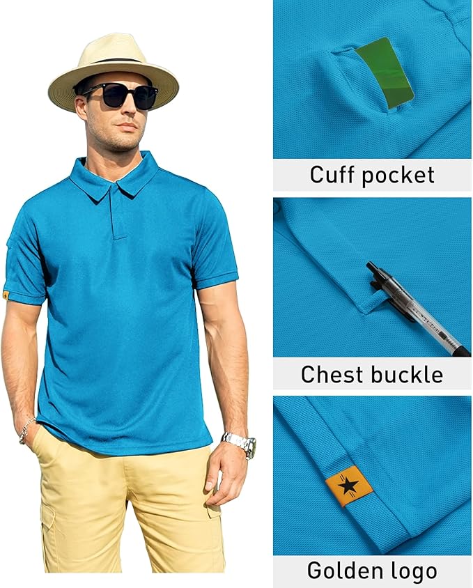 ZITY Mens Polo Shirt Short Sleeve Sports Tactical T-Shirt Athletic Golf Polos Daily Casual Stylish Collared Shirts for Men