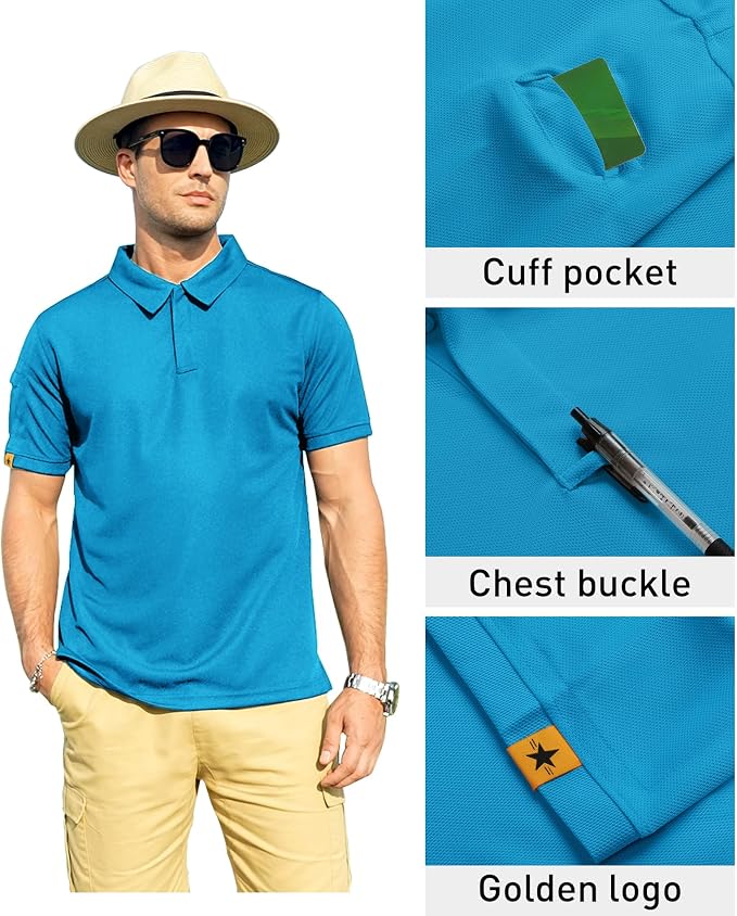 ZITY Mens Polo Shirt Short Sleeve Sports Tactical T-Shirt Athletic Golf Polos Daily Casual Stylish Collared Shirts for Men