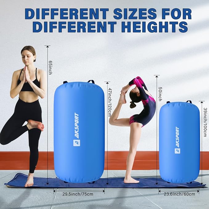 AKSPORT Air Roller Gymnastics Air Barrel for Backbends and Back Handsprings Exercise Training with Electric Air Pump for Home Use/Yoga/Cheerleading/Tumbling/Back Walkovers