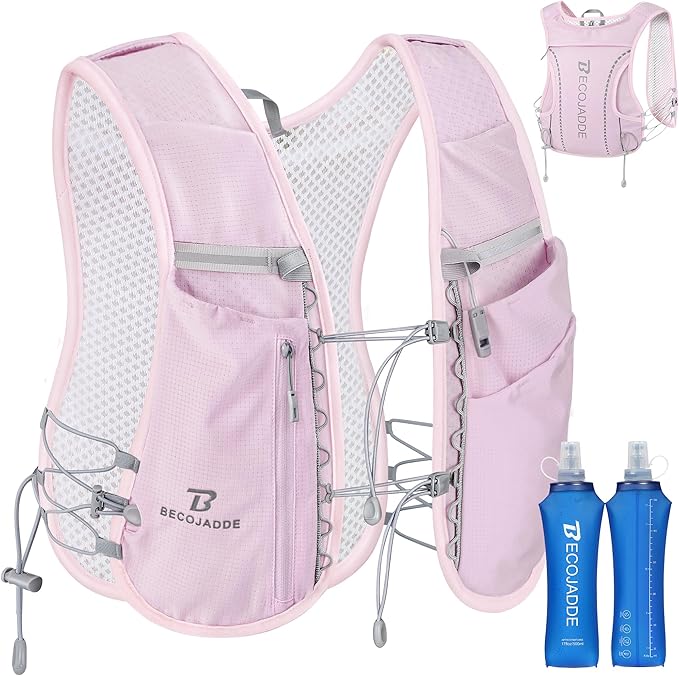 BECOJADDE 5L Running Vest for Women, Hydration Backpack Lightweight & Breathable for Trail Running, Marathon, Hiking, Cycling