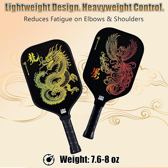 Pickleball Paddles Set of 2 – Lightweight T700 Carbon Fiber Pickleball Paddles, Durable 2 Paddles + 4 Outdoor Balls + Bag, Best for Beginner & Pro