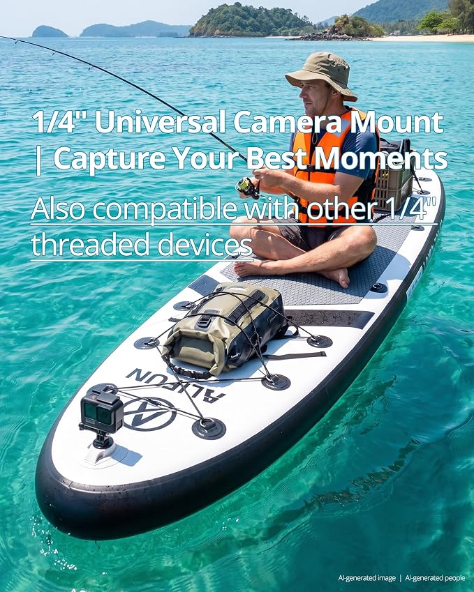 Inflatable Stand Up Paddle Board with Seat, 10'6"/10'5" SUP 440LBS, Recreational Paddleboard for Adults Beginners, Blow Up Paddle Board with Fishing Design, Camera Mount, Cooler Bag & Full Accessories