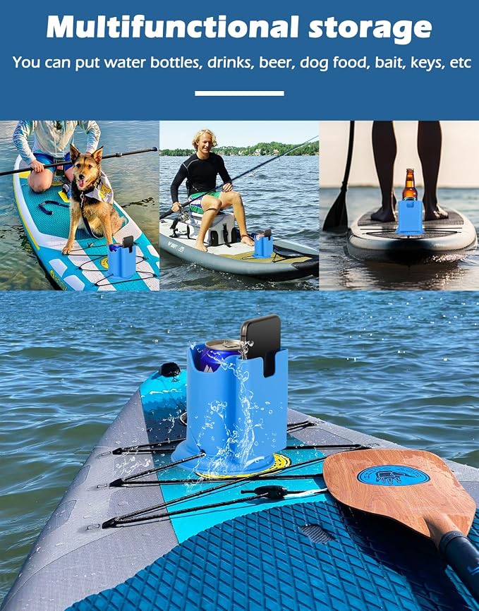 WYLOSUA® Paddle Board Cup Holder Kayak Cup Holder 2-in-1 Design for Drinks & Phone, for SUP/Kayak/Canoe, Water Sports Accessories (Fishing/Boating/Recreation)