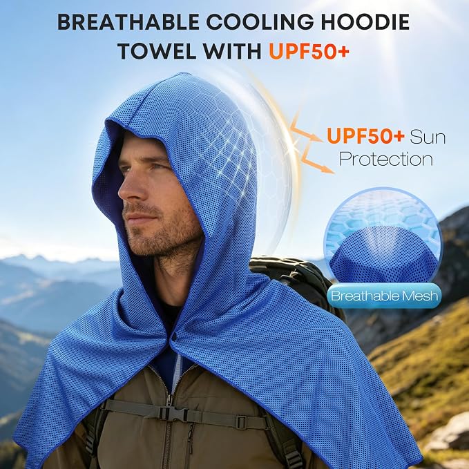 10 PCS Cooling Hoodie Towels, Head Cool Towel for Neck and Face, Sun Protection Cooling Hoodie for Sport, Workout, Gym, Outdoor Work