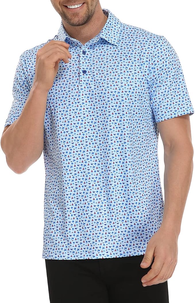 LRD Golf Shirts for Men UPF 50 Moisture Wicking Short Sleeve Polo Shirt