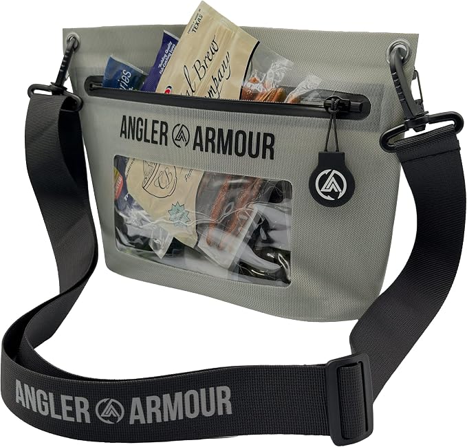 Angler Armour Waterproof Fishing Dry Bag, Fully Submersible Fishing Dry Bags, Heavy Duty Waterproof Gear Storage for Wade Fishing, Kayak, Boat, Jet Ski, Beach & Watersports (Grey, Medium (4L))