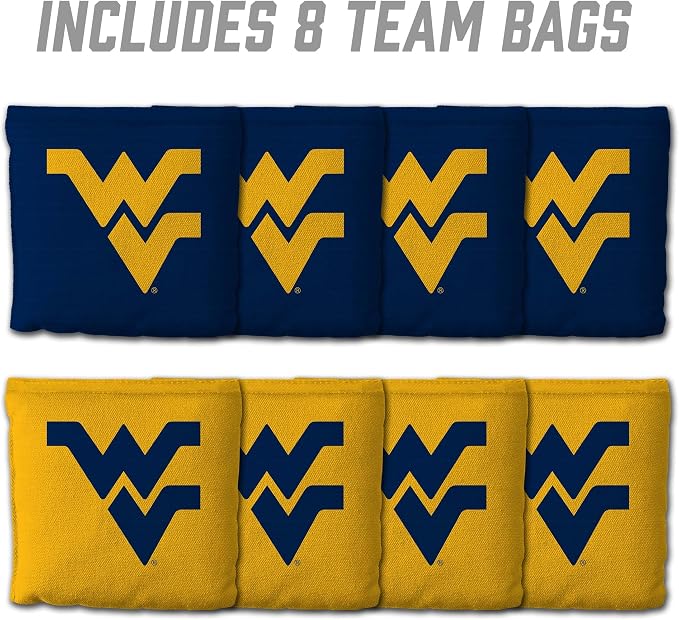 YouTheFan Officially-Licensed NCAA Set of 8 Cornhole Bags - All Weather Dual Sided Slide & Stop - Regulation Size with Carry case