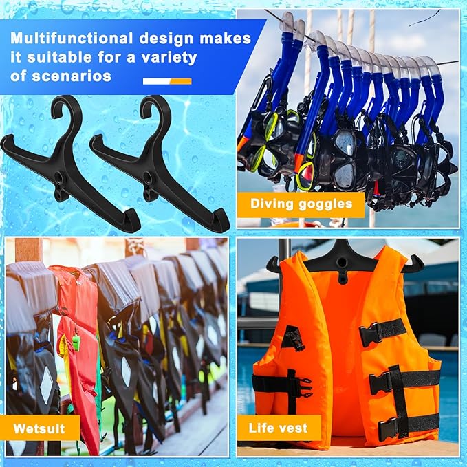 FoldTier Scuba Hanger BC Regulator Scuba Diving Wetsuit Hanger with Din Threads Vest Tactical Gear for Dry Clothes BCD Side Hanging