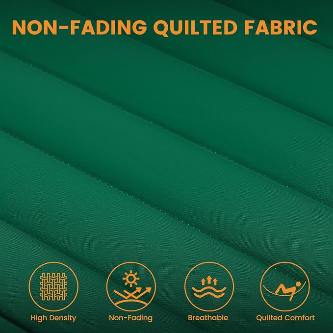 Lazy Daze Hammocks 12 FT Double Quilted Fabric Hammock with Spreader Bar and Detachable Pillow, 2 Person Hammock for Outdoor Patio Backyard Poolside, 450 LBS Weight Capacity, Dark Green