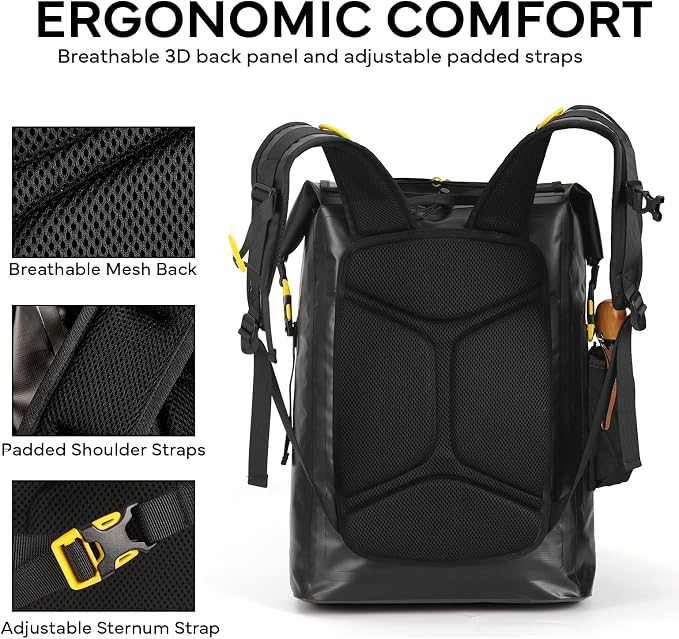 30L Dry Bag Backpack | For Men Women, Breathable back. 500D PVC with roll-top waterproof design.Kayaking, Boating, Hiking, Camping, Fishing, Travel