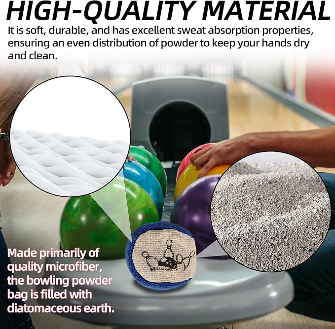 TonGass Microfiber Ultra Dry Bowling Grip Ball, Microfiber Bowling Grip Bags, Bowlings Powder Bag for Hands Use - Blue & Grey
