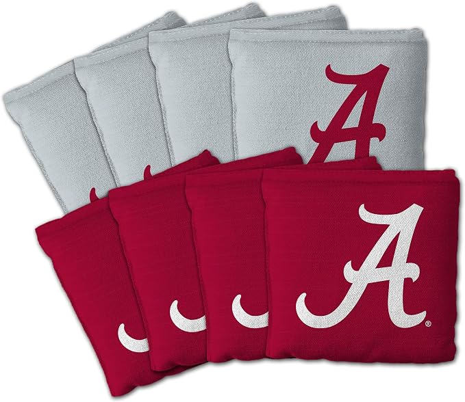 YouTheFan Officially-Licensed NCAA Set of 8 Cornhole Bags - All Weather Dual Sided Slide & Stop - Regulation Size with Carry case