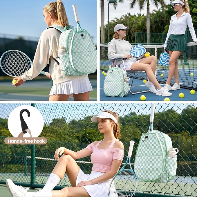 Mosthink Pickleball Racket Backpack Tennis Bag for Women Water-Resistant and Machine Washable Tennis Backpack，Lightweight Sports Bag for Pickleball, Badminton