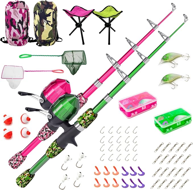 Lanaak Kids - Toddler Fishing Pole & Tackle Box, Beginner Combo kit, for Ages 5-12