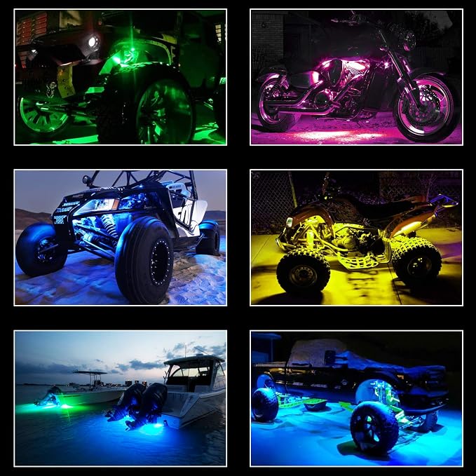 OFFROADTOWN RGB LED Rock Lights with 6 pods Neon Trail Rig Lights Underglow Universal for UTV ATV Polaris Can-Am Yamaha Honda Tundra