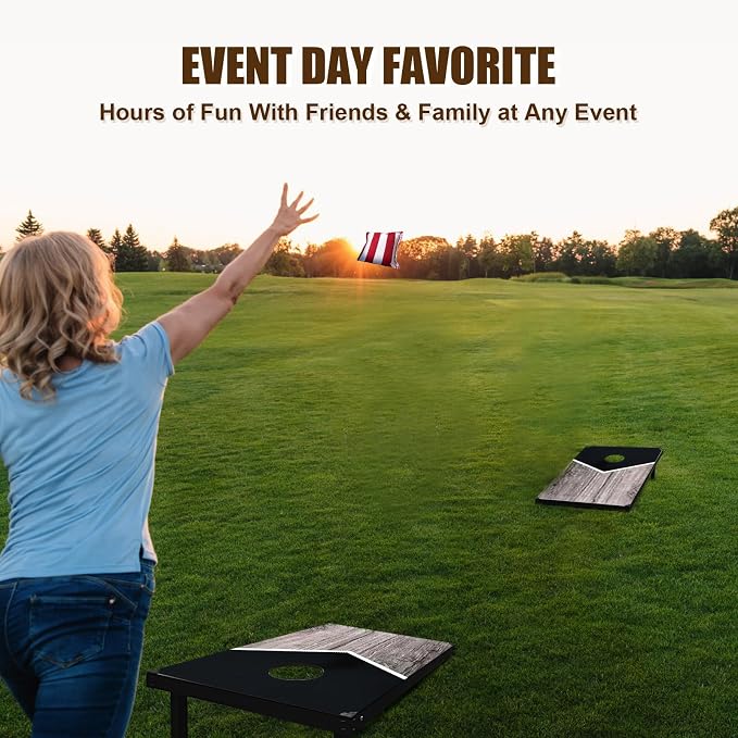 2’x3’ Cornhole Boards Set, Cornhole Outdoor Game Set - Corn Hole Toss Boards Set with 8 Cornhole Bags and 2 Cornhole Boards, Cornhole Sets for Adults Lawn Outside Backyard Games