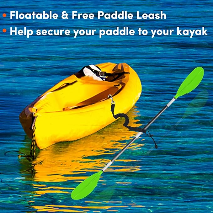 Kayak Paddle,88in 4 Pieces Boat Oars Kayak Paddles,Heavy Duty Aluminum Alloy Shaft Float Lightweight Detachable Adjustable Fishing Kayak Paddle for Adults with Paddle Leash(8 Color ，1Pack,2Pack)