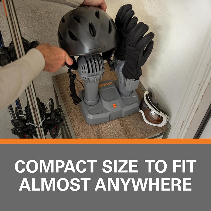 Helmet & Glove Dryer, No-Heat Fan-Driven for Quick Drying of Helmets & Gloves, Compact & Whisper-Quiet, Durable Plastic with Helmet-Specific Ports, 6-Foot Power Cord for Flexible Placement