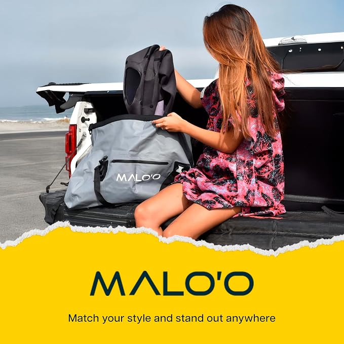 Malo’o Waterproof Dry Duffel, Heavy-Duty Roll Top Waterproof Gear Bag with Shoulder Strap & Molle Loops, Marine Duffel for Kayaking, Boating, Camping, Beach & Travel, Grey, 40L