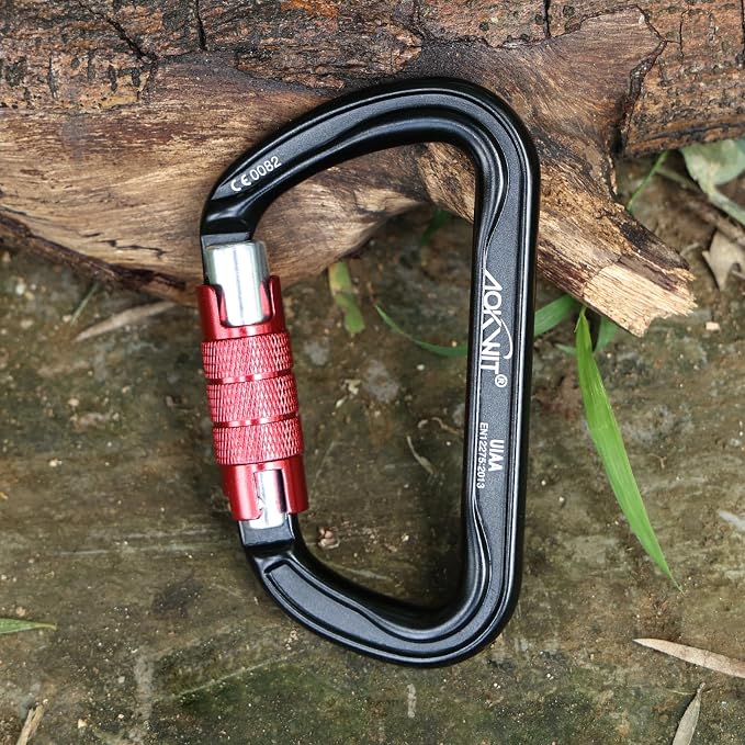 30KN Auto Locking Carabiner Clip Twist Lock UIAA Certified Large Climbing Carabiner Heavy Duty Carabiner for Rock Tree Climbing Rappelling Mountaineering Caving Rescue Arborist Aerial Yoga