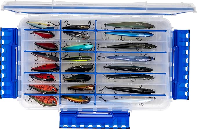 Flambeau Outdoors Ultra Divided Slim Waterproof Ultimate Tuff Tainer | 32 Compartments, Zerust Anti-Corrosion Dividers, Individually Stores 6"+ Jerkbaits, Lipless Cranks, Swim Baits, 14" x 8.9" x 1.7"