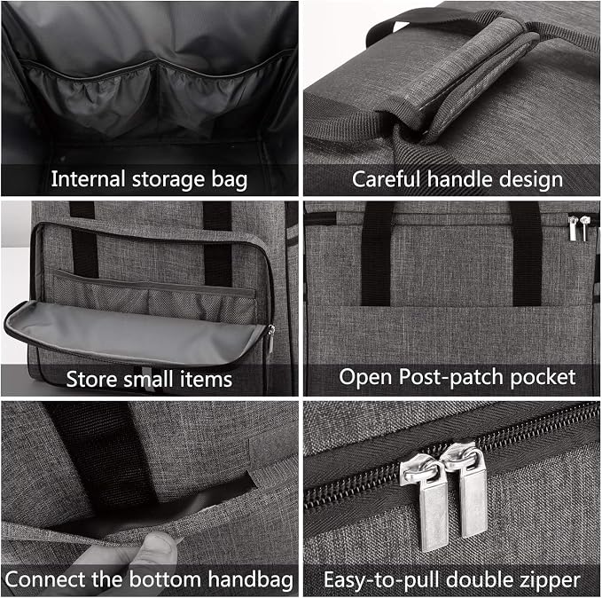BAGLHER Heavy Duty Kitchen Mixer Cover for 4.5-5 Quart Stand Mixers, 2-in-1 Shoulder & Hand Carrying Case with Accessory Pockets (14”x9”x15”, Grey)