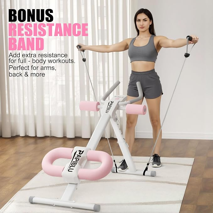 Abdominal Trainers - Adjustable Ab Trainer Machine, Foldable Abdominal Workout Equipment with Knee Protection - Home Gym Core Strength Trainer for Men & Women